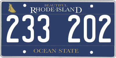 RI license plate 233202