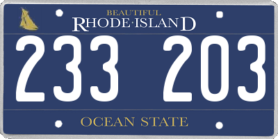 RI license plate 233203