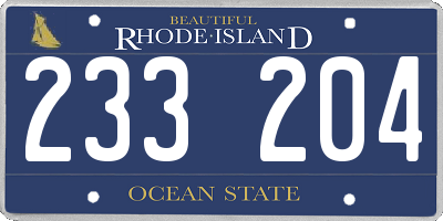 RI license plate 233204