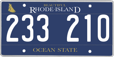 RI license plate 233210