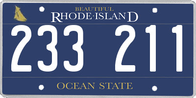 RI license plate 233211