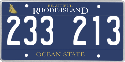 RI license plate 233213