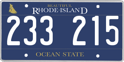 RI license plate 233215