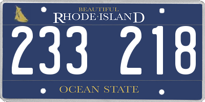RI license plate 233218