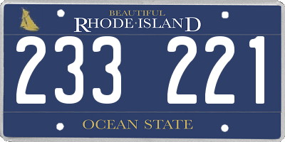 RI license plate 233221