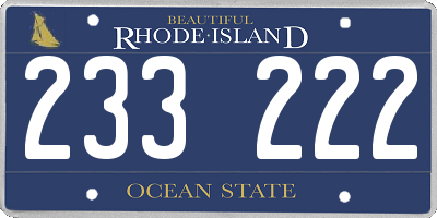 RI license plate 233222