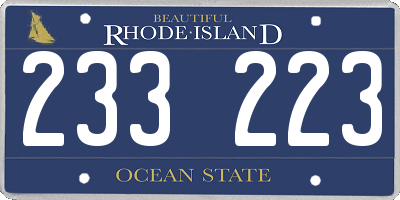 RI license plate 233223