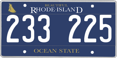 RI license plate 233225