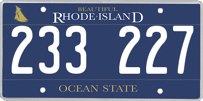 RI license plate 233227