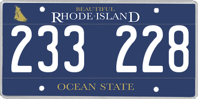 RI license plate 233228
