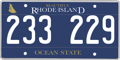 RI license plate 233229