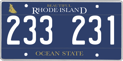 RI license plate 233231