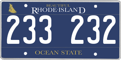 RI license plate 233232