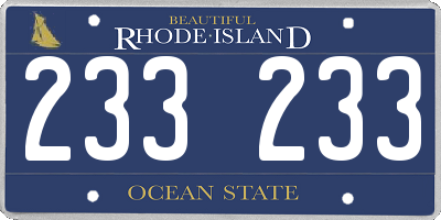 RI license plate 233233