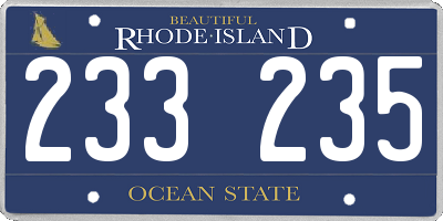 RI license plate 233235
