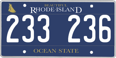 RI license plate 233236