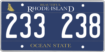 RI license plate 233238