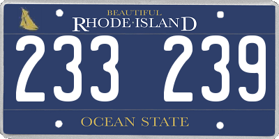 RI license plate 233239