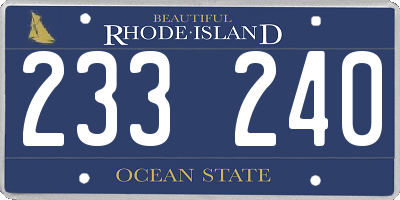 RI license plate 233240