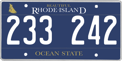 RI license plate 233242