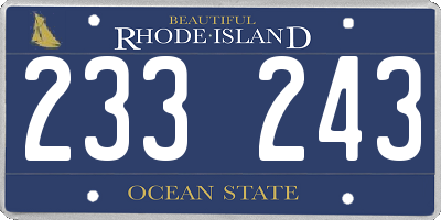 RI license plate 233243