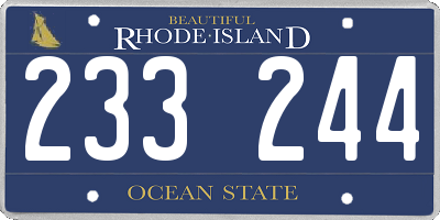 RI license plate 233244