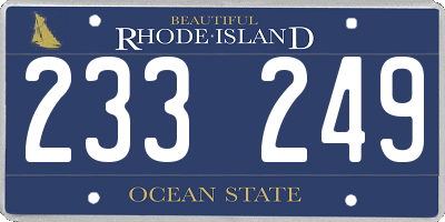 RI license plate 233249