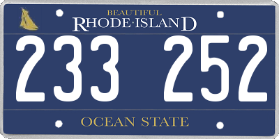 RI license plate 233252
