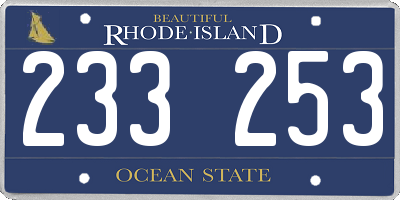 RI license plate 233253