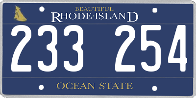 RI license plate 233254