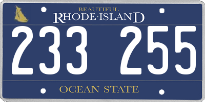 RI license plate 233255