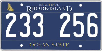 RI license plate 233256
