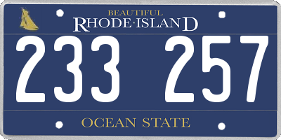 RI license plate 233257