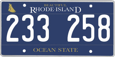 RI license plate 233258