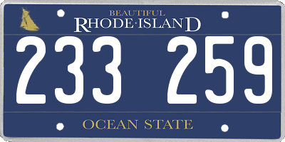 RI license plate 233259