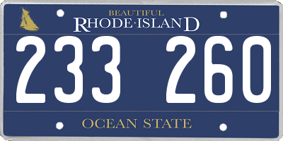 RI license plate 233260