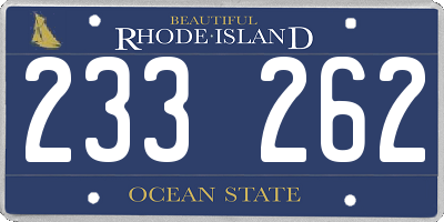 RI license plate 233262