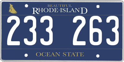 RI license plate 233263
