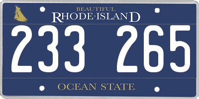 RI license plate 233265