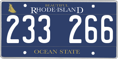 RI license plate 233266