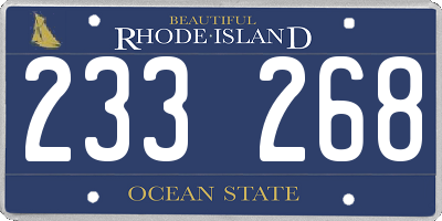 RI license plate 233268