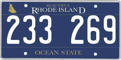 RI license plate 233269