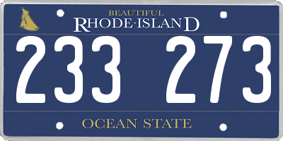 RI license plate 233273