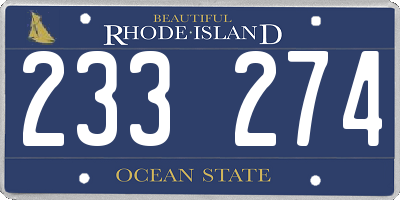RI license plate 233274