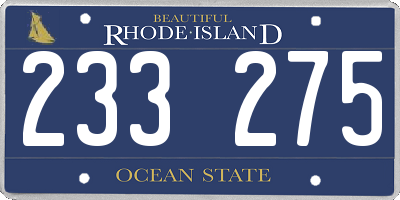 RI license plate 233275