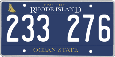 RI license plate 233276