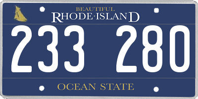 RI license plate 233280