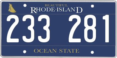 RI license plate 233281