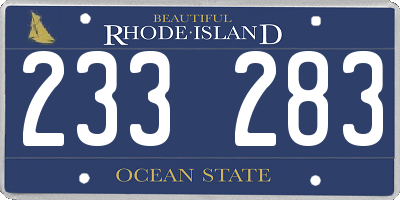 RI license plate 233283