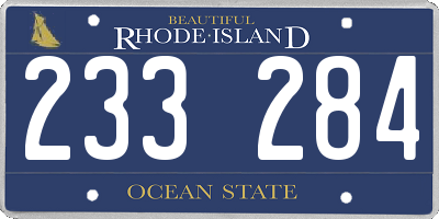 RI license plate 233284